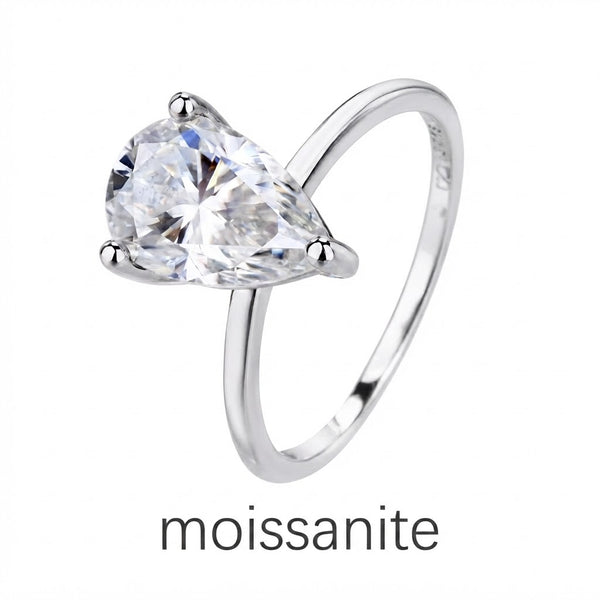 טבעת מוסונייט טיפה 3ct- כסף