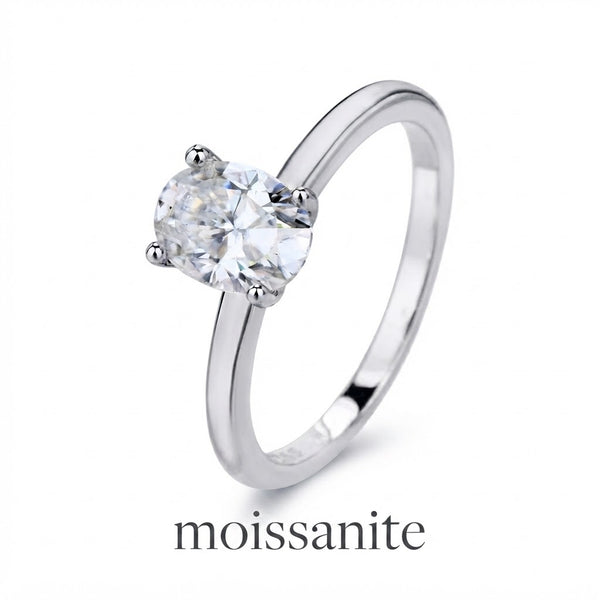 טבעת מוסונייט אובלית 1.5ct- כסף