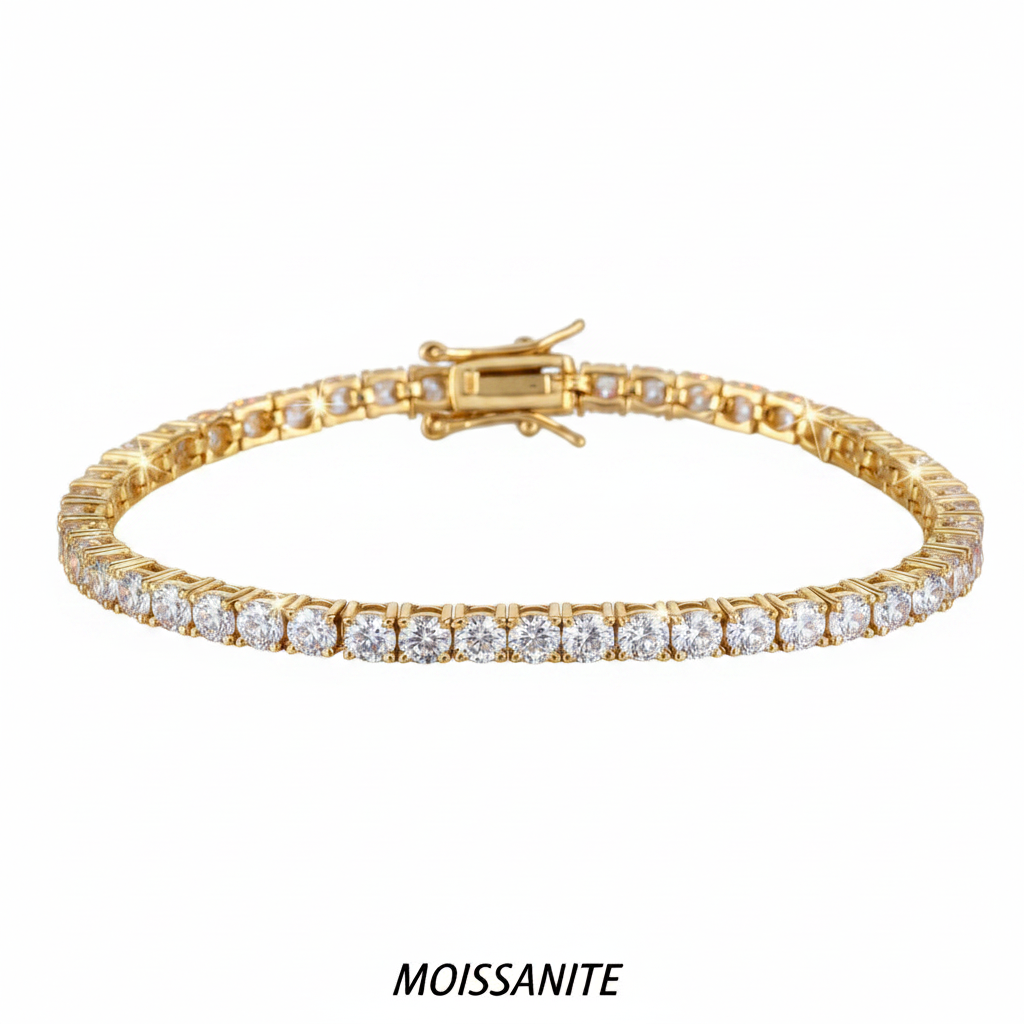צמיד טניס מוסונייט 4mm 13ct- זהב