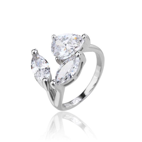 טבעת מרקיזות משולבת טיפה- כסף