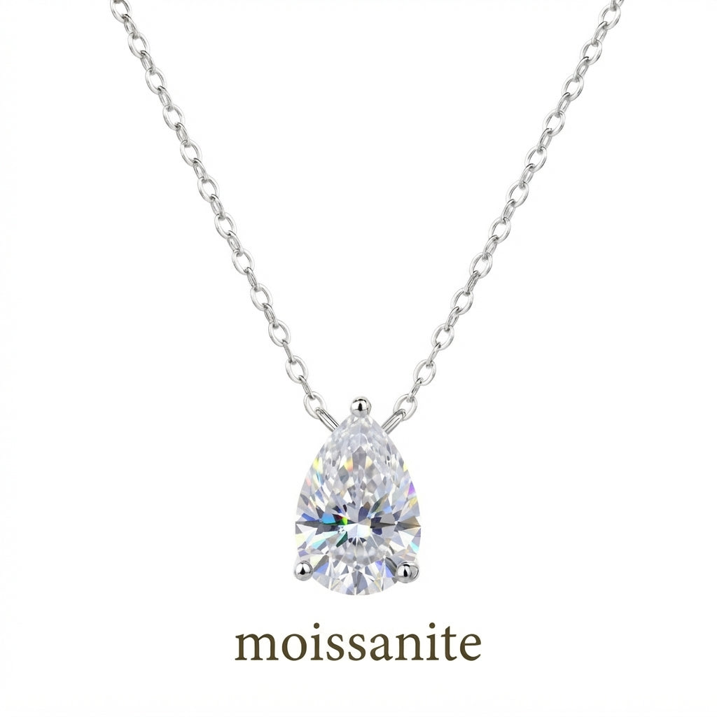 שרשרת מוסונייט טיפה 4ct- כסף