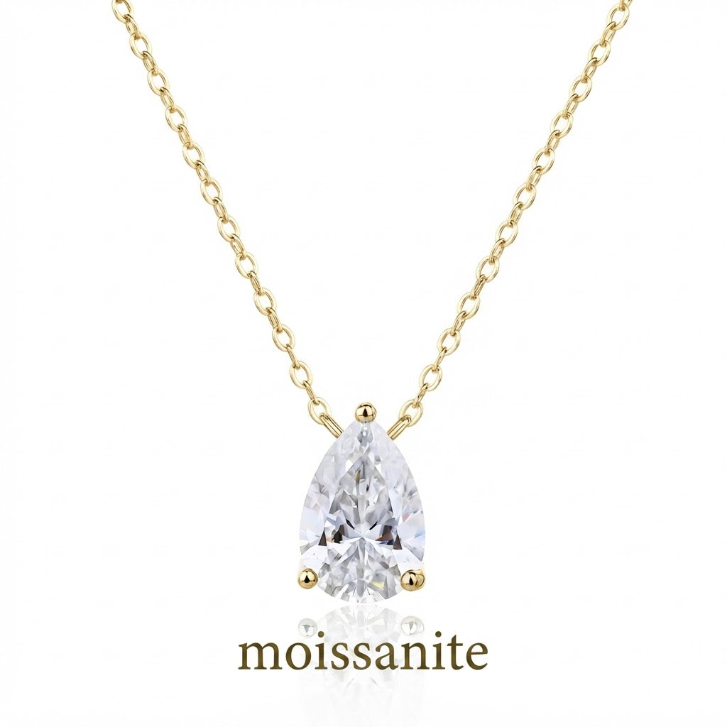 שרשרת מוסונייט טיפה 4ct- זהב