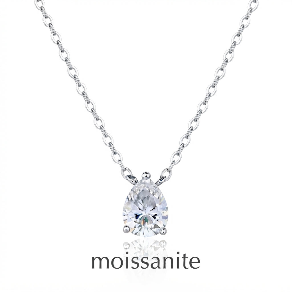 שרשרת מוסונייט טיפה 1ct- כסף
