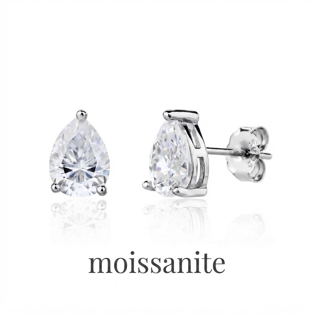 עגיל מוסונייט טיפה 2.5ct- כסף