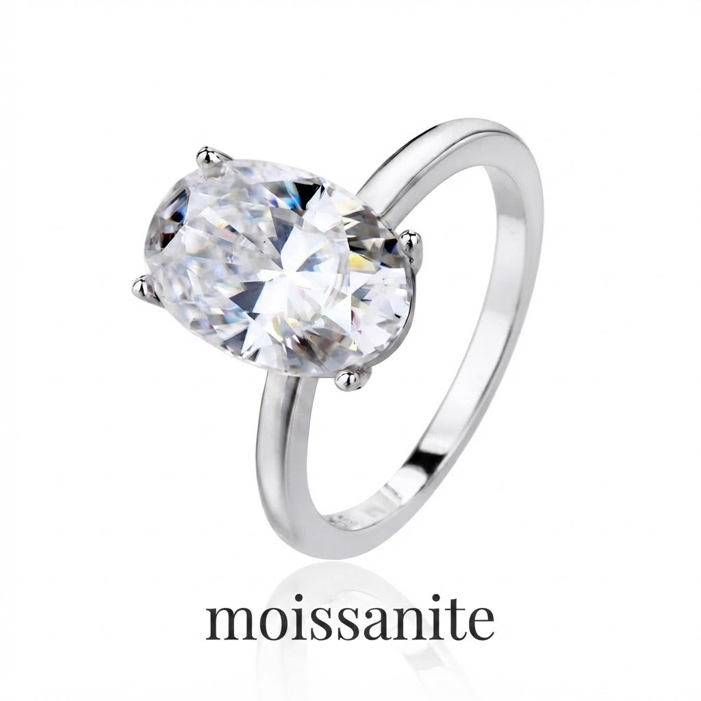 טבעת מוסונייט אובל 4.5ct- כסף