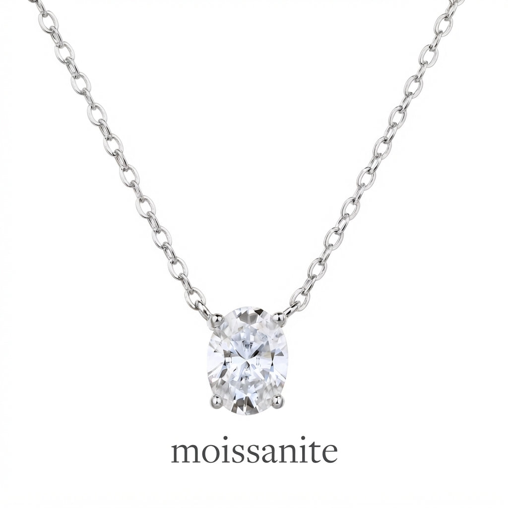 שרשרת מוסונייט אובלית 1.5ct- כסף