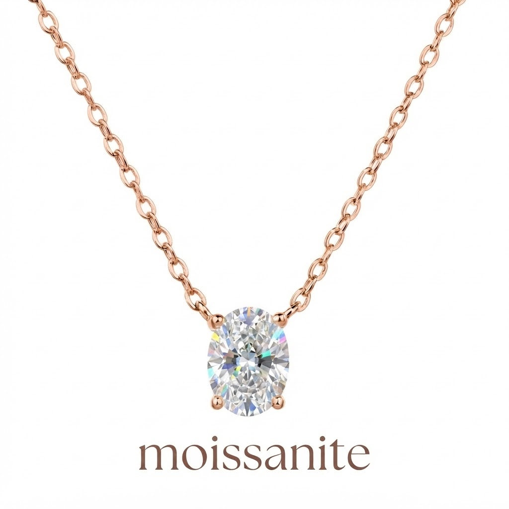 שרשרת מוסונייט אובלית 1.5ct- רוז גולד